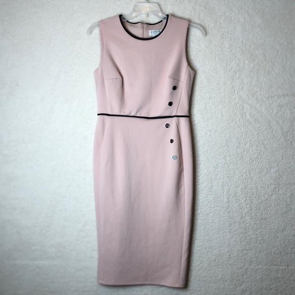 Enfocus Studio Womens Pink Sleeveless Fitted Classic Button Detailed Dress 8 - Picture 1 of 7
